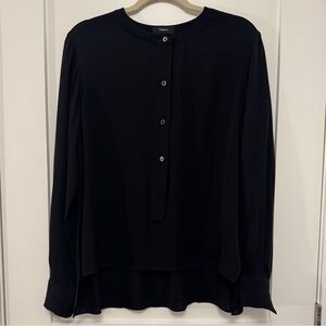 Theory black silk georgette henley silk blouse Size Small